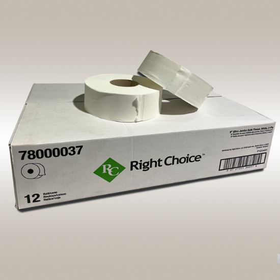 Toilet Tissue, 2-Ply, 3.9" x 9" x 1000",  Jumbo  Jr, 12 Rolls/cs