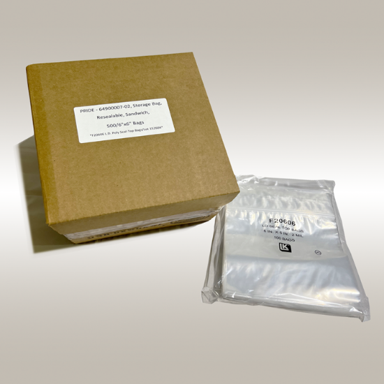 Storage Bag, Resealable, Ziploc, Sandwich, 500/6"x6" Bags